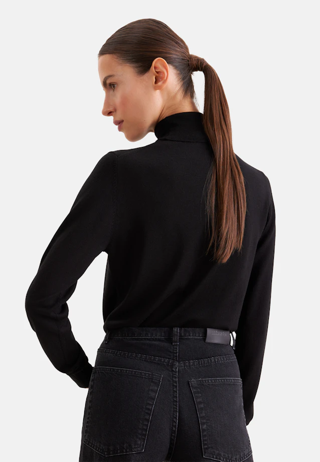 Lightweight wool and silk turtleneck sweater in Schwarz |  Seidensticker Onlineshop