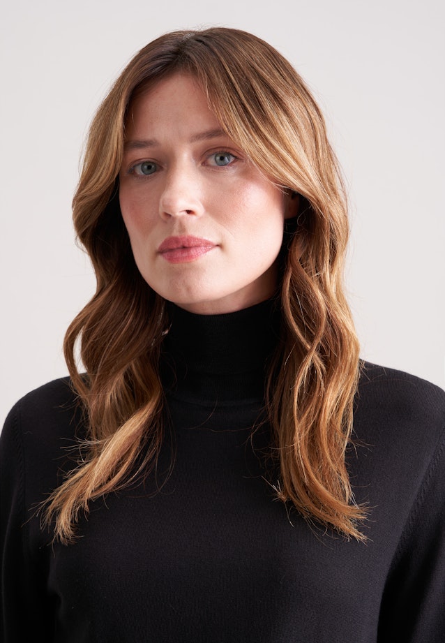 Leichter Rollkragenpullover aus Wolle und Seide in Schwarz |  Seidensticker Onlineshop