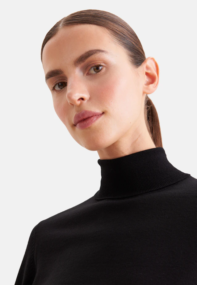 Lightweight wool and silk turtleneck sweater in Schwarz |  Seidensticker Onlineshop