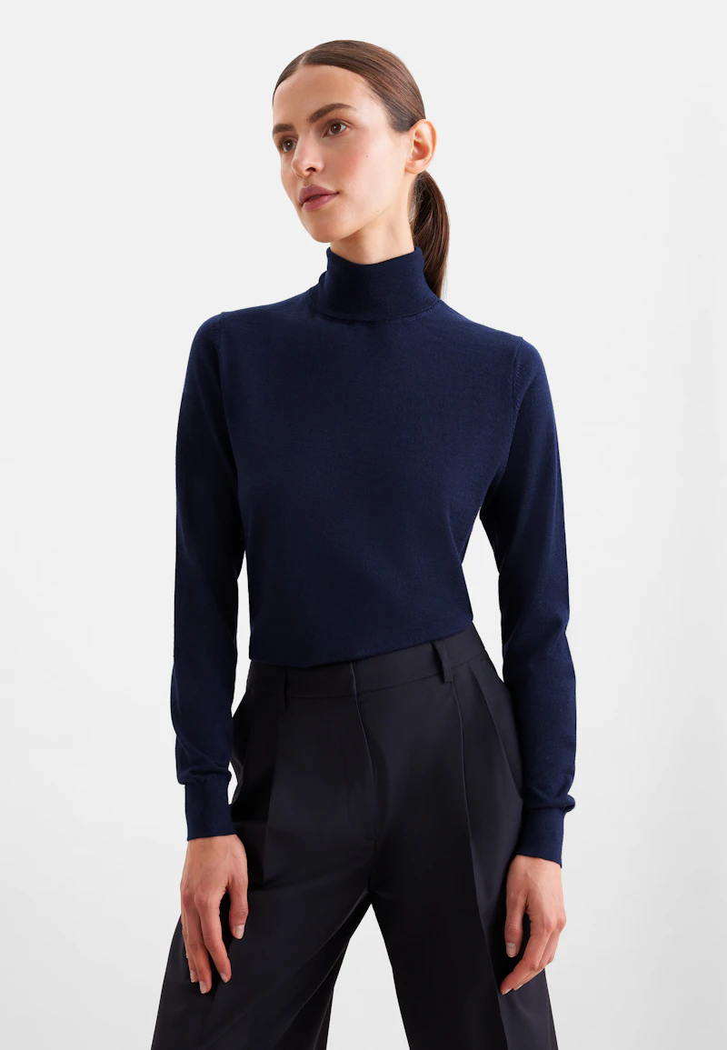 Lightweight wool and silk turtleneck sweater