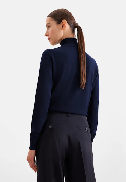 Lightweight wool and silk turtleneck sweater in Dunkelblau |  Seidensticker Onlineshop