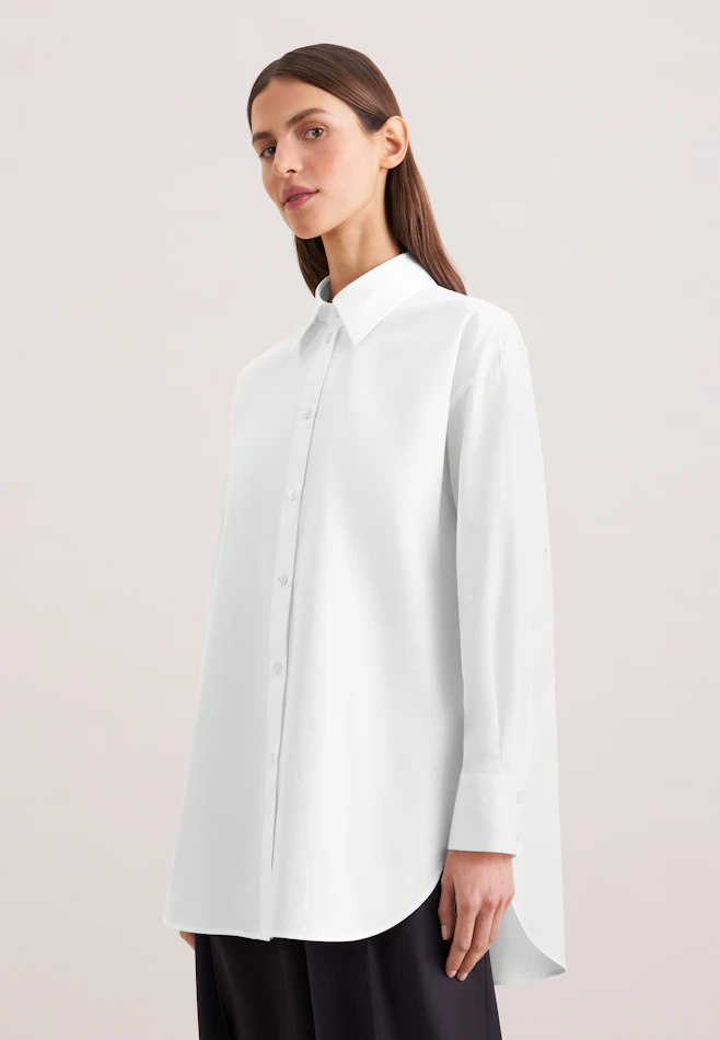 Oversized Hemdbluse mit tiefer Passe in White | Seidensticker Onlineshop