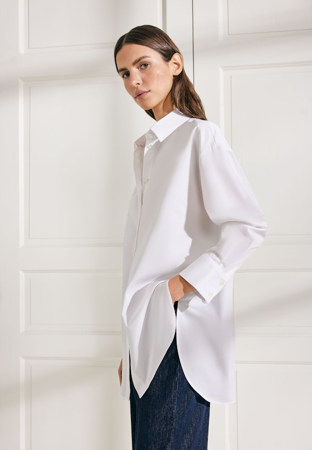 Oversized Hemdbluse mit tiefer Passe in White |  Seidensticker Onlineshop
