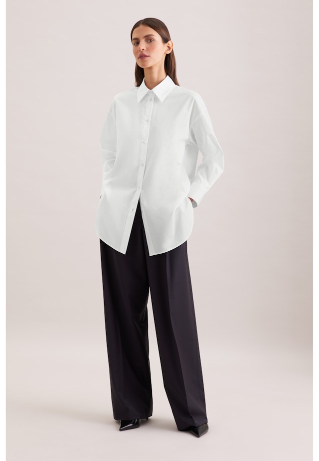 Oversized Hemdbluse mit tiefer Passe in White |  Seidensticker Onlineshop