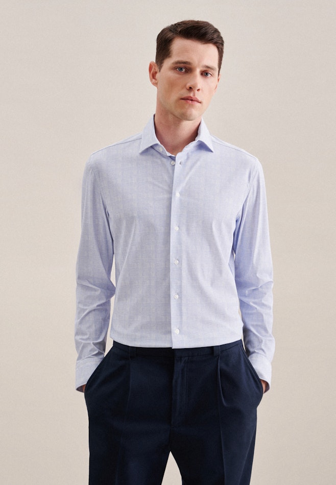 Slim Chemise Performance Imprimé dans Bleu Clair | Boutique en ligne Seidensticker