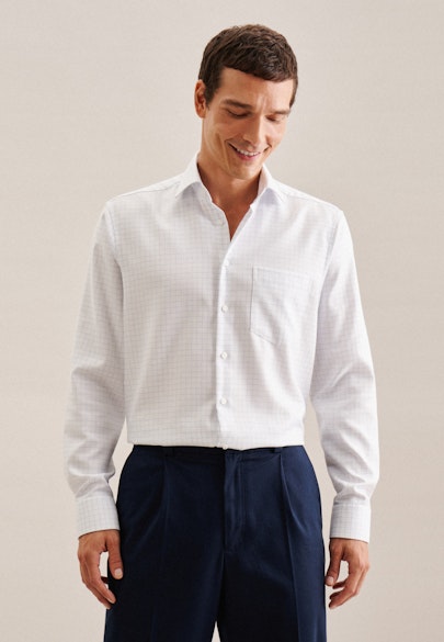 Regular Chemise d'affaires carreaux in Bleu Clair |  Seidensticker Onlineshop