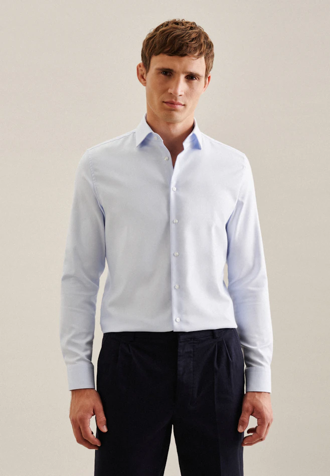 Shaped Business Hemd Kleinmuster in Hellblau | Seidensticker Onlineshop