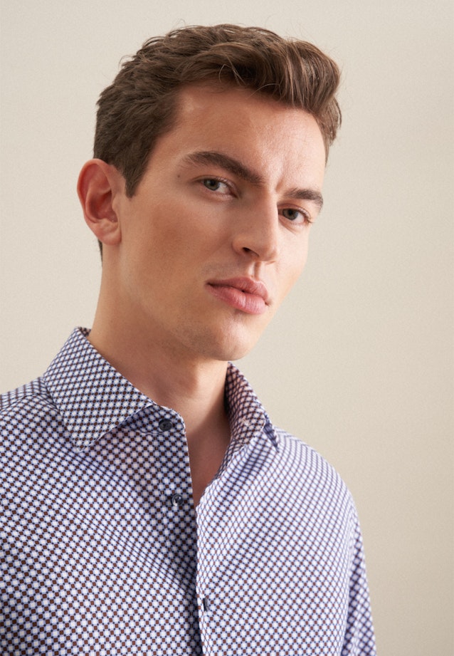 Slim Business Hemd Druck in Cappuccino |  Seidensticker Onlineshop