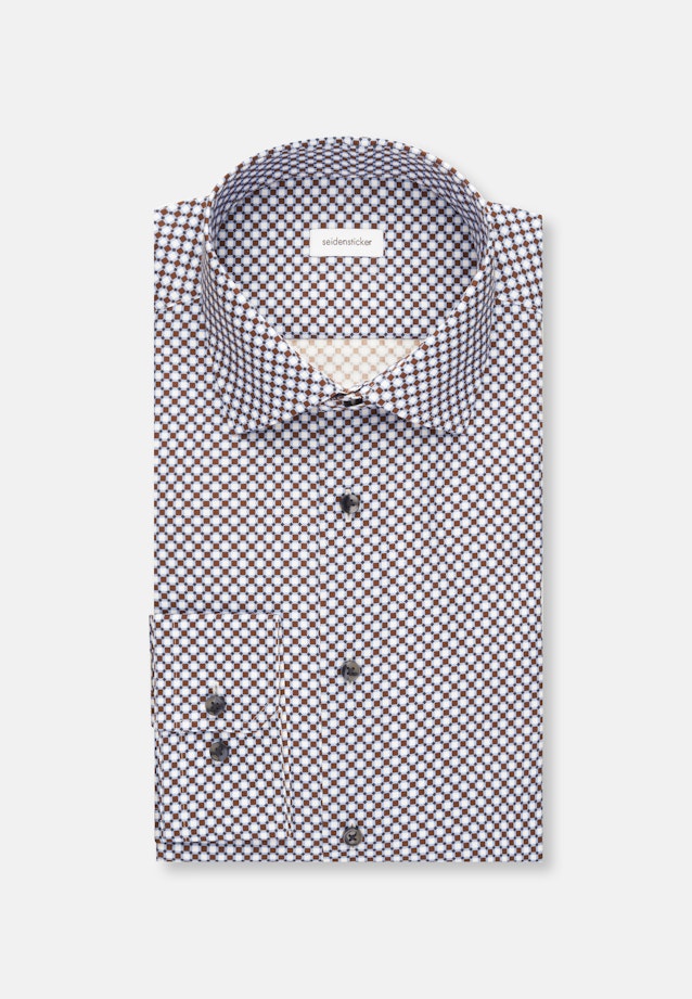Slim Business Hemd Druck in Cappuccino |  Seidensticker Onlineshop
