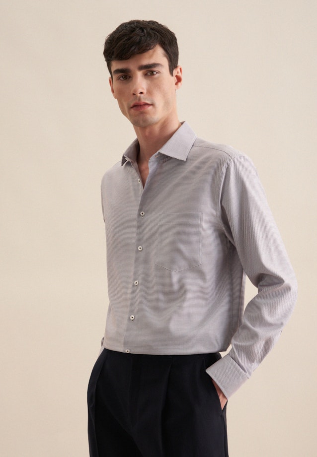 Regular Business Hemd Kleinmuster in Braun |  Seidensticker Onlineshop