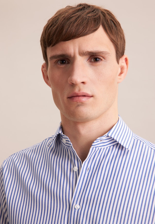 Regular Business Hemd Streifen in Mittelblau |  Seidensticker Onlineshop