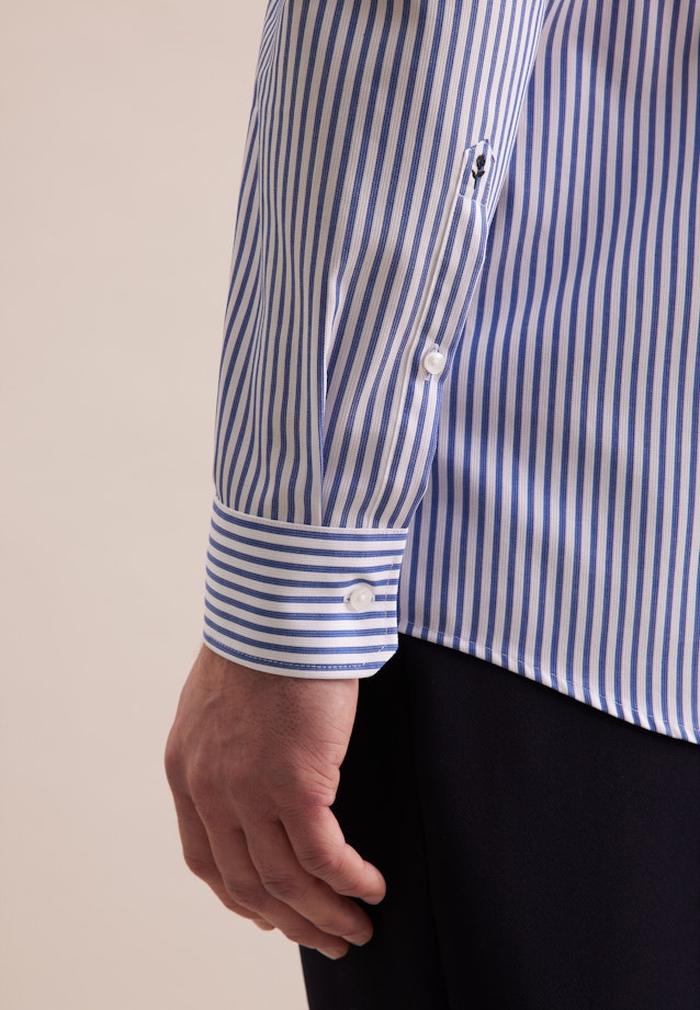 Regular Business Hemd Streifen in Mittelblau |  Seidensticker Onlineshop