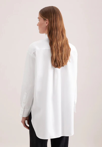 Oversized Hemdbluse aus Baumwollsatin in Weiß |  Seidensticker Onlineshop