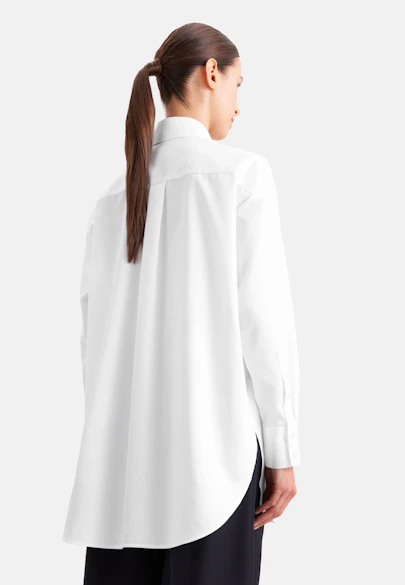 Oversized Hemdbluse aus Baumwollsatin in Weiß |  Seidensticker Onlineshop