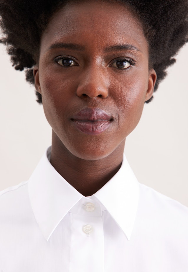 Oversized Hemdbluse aus Baumwollsatin in Weiß |  Seidensticker Onlineshop