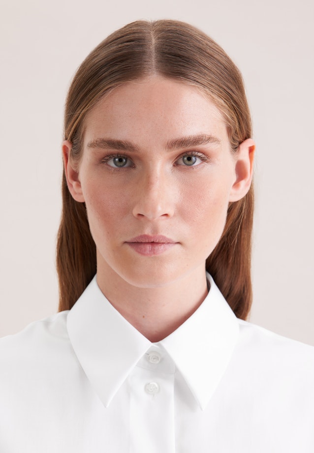 Oversized Hemdbluse aus Baumwollsatin in Weiß |  Seidensticker Onlineshop