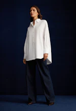 Oversized Hemdbluse aus Baumwollsatin in Weiß |  Seidensticker Onlineshop