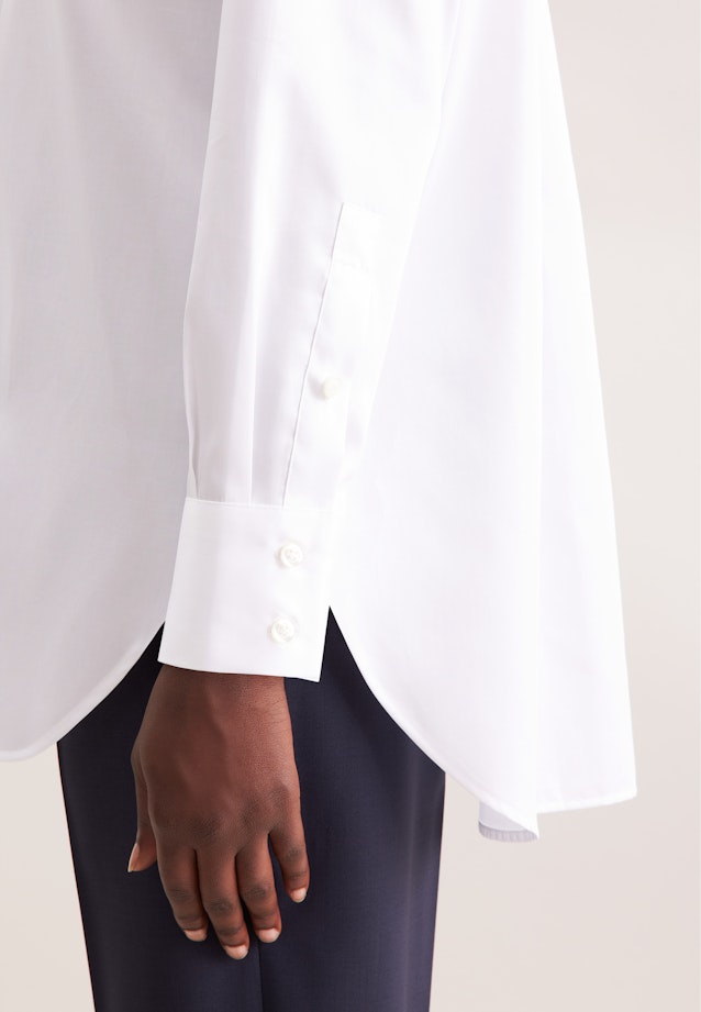 Oversized Hemdbluse aus Baumwollsatin in Weiß |  Seidensticker Onlineshop