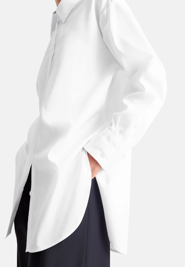 Oversized Hemdbluse aus Baumwollsatin in Weiß |  Seidensticker Onlineshop