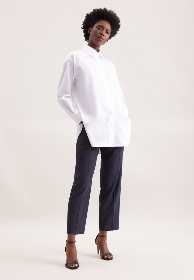 Oversized Hemdbluse aus Baumwollsatin in Weiß |  Seidensticker Onlineshop