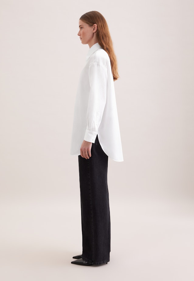 Oversized Hemdbluse aus Baumwollsatin in Weiß |  Seidensticker Onlineshop