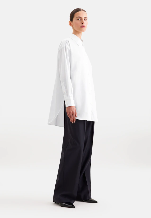 Oversized Hemdbluse aus Baumwollsatin in Weiß |  Seidensticker Onlineshop
