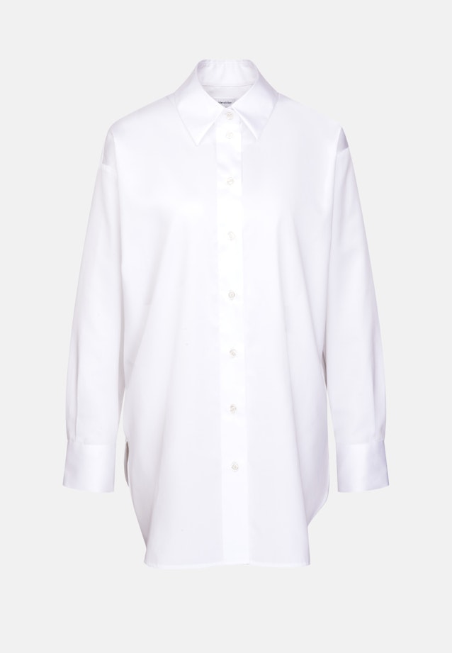Oversized Hemdbluse aus Baumwollsatin in Weiß |  Seidensticker Onlineshop