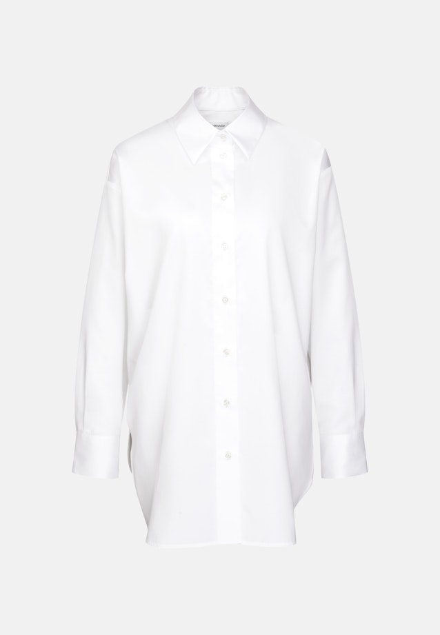 Oversized Hemdbluse aus Baumwollsatin in Weiß |  Seidensticker Onlineshop