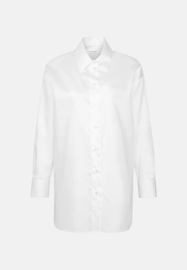 Oversized Hemdbluse aus Baumwollsatin in Weiß |  Seidensticker Onlineshop