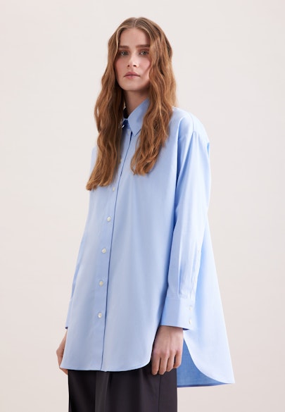 Chemisier oversize en satin en coton in Bleu Clair |  Seidensticker Onlineshop