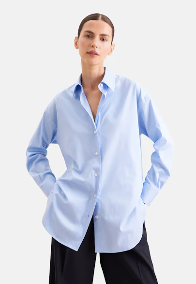 Chemisier oversize en satin en coton in Bleu Clair | Seidensticker Onlineshop