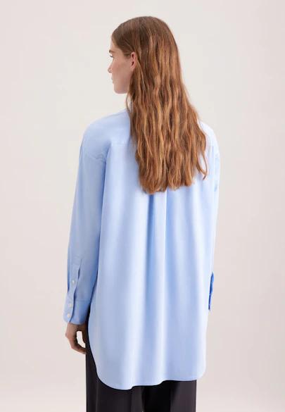 Oversized cotton satin shirt blouse in Hellblau |  Seidensticker Onlineshop