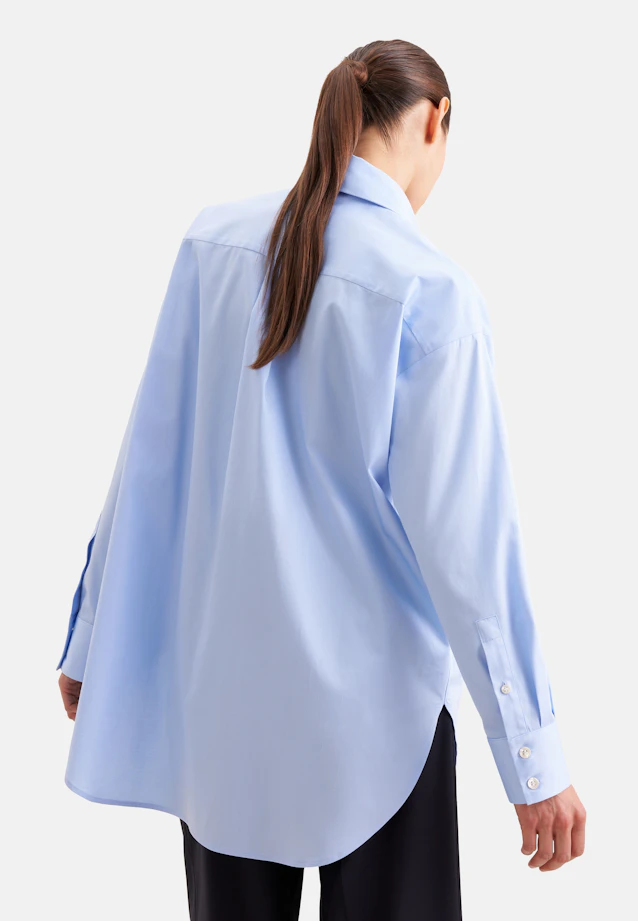 Oversized cotton satin shirt blouse in Hellblau |  Seidensticker Onlineshop