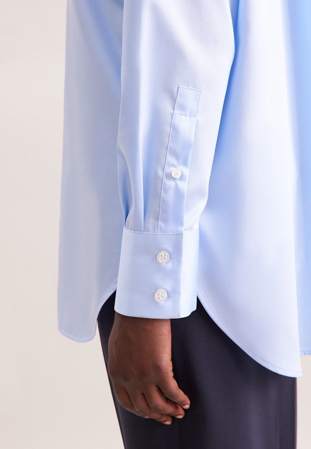 Oversized Hemdbluse aus Baumwollsatin in Hellblau |  Seidensticker Onlineshop