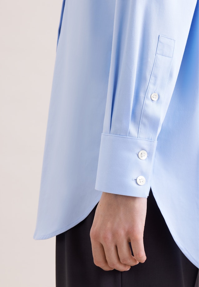 Oversized Hemdbluse aus Baumwollsatin in Hellblau |  Seidensticker Onlineshop