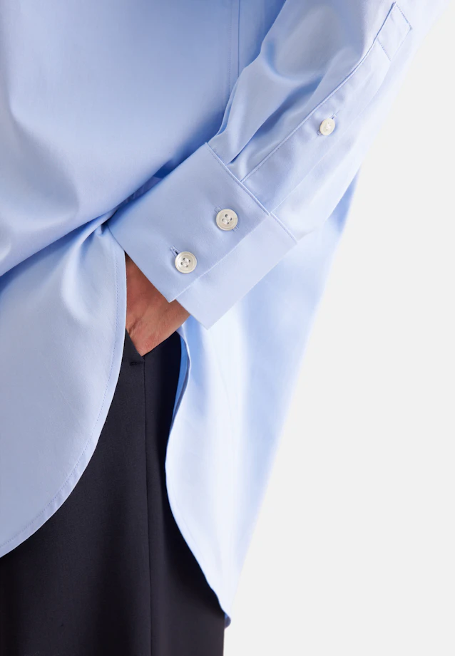 Oversized Hemdbluse aus Baumwollsatin in Hellblau |  Seidensticker Onlineshop
