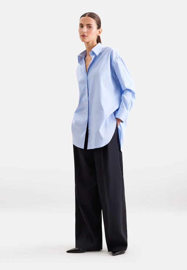 Oversized cotton satin shirt blouse in Hellblau |  Seidensticker Onlineshop