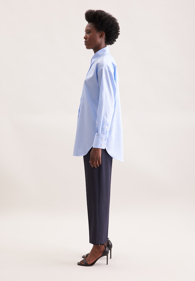 Oversized Hemdbluse aus Baumwollsatin in Hellblau |  Seidensticker Onlineshop