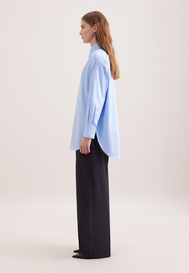 Oversized Hemdbluse aus Baumwollsatin in Hellblau |  Seidensticker Onlineshop
