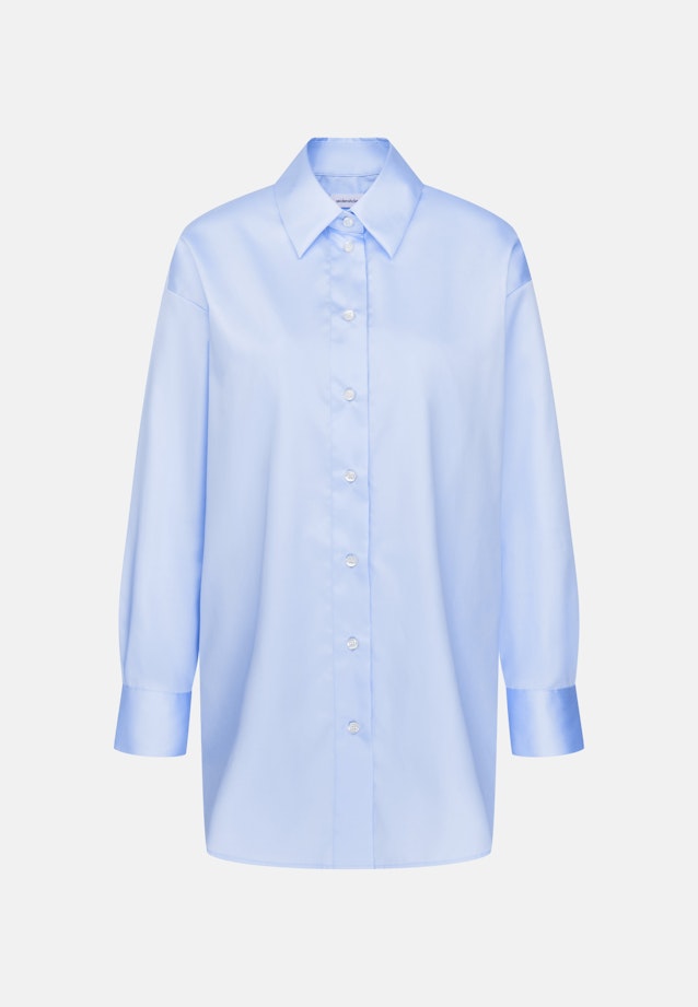 Oversized Hemdbluse aus Baumwollsatin in Hellblau |  Seidensticker Onlineshop