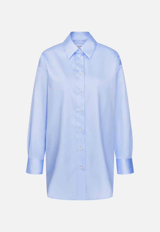 Oversized cotton satin shirt blouse in Hellblau |  Seidensticker Onlineshop