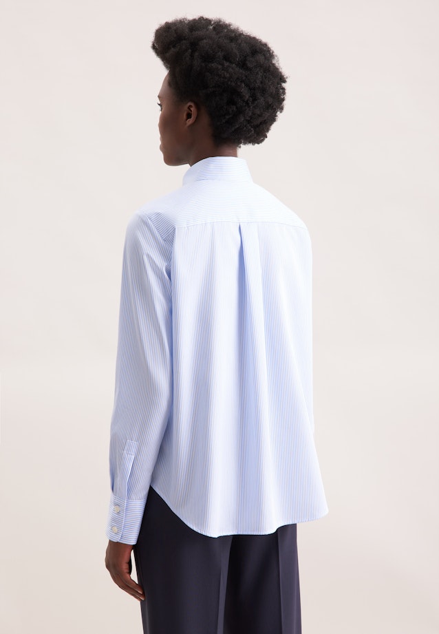 Hemdbluse in A- Linie aus Baumwollsatin in Mittelblau |  Seidensticker Onlineshop