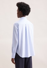 Hemdbluse in A- Linie aus Baumwollsatin in Mittelblau |  Seidensticker Onlineshop