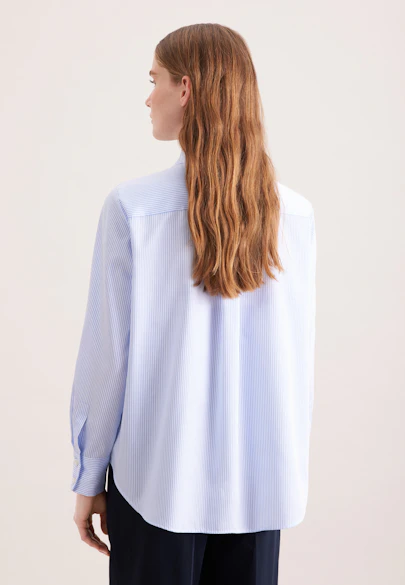 Chemisier chemisier en ligne A en satin de coton in Bleu Moyen |  Seidensticker Onlineshop