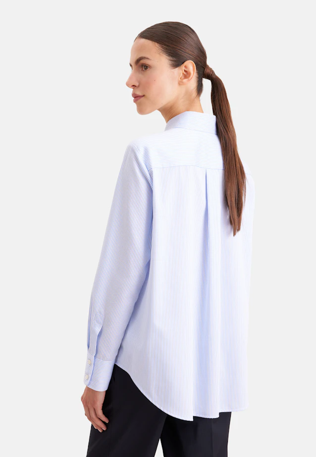 Hemdbluse in A- Linie aus Baumwollsatin in Mittelblau |  Seidensticker Onlineshop