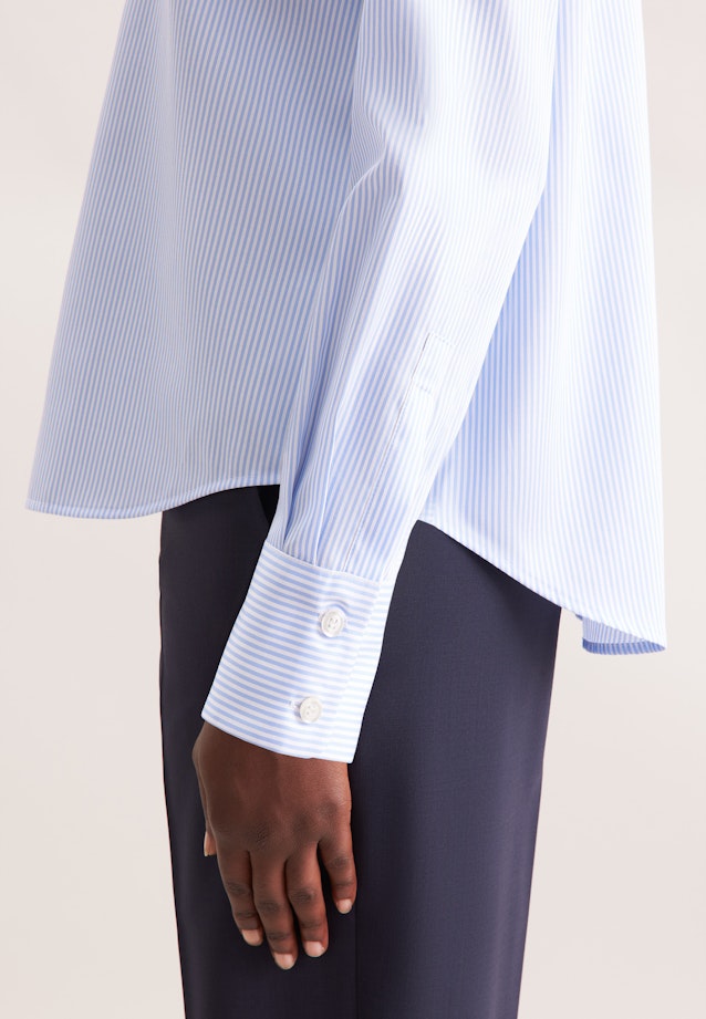 Hemdbluse in A- Linie aus Baumwollsatin in Mittelblau |  Seidensticker Onlineshop