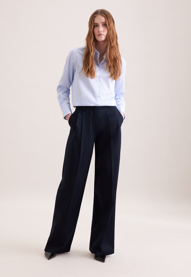 Hemdbluse in A- Linie aus Baumwollsatin in Mittelblau |  Seidensticker Onlineshop