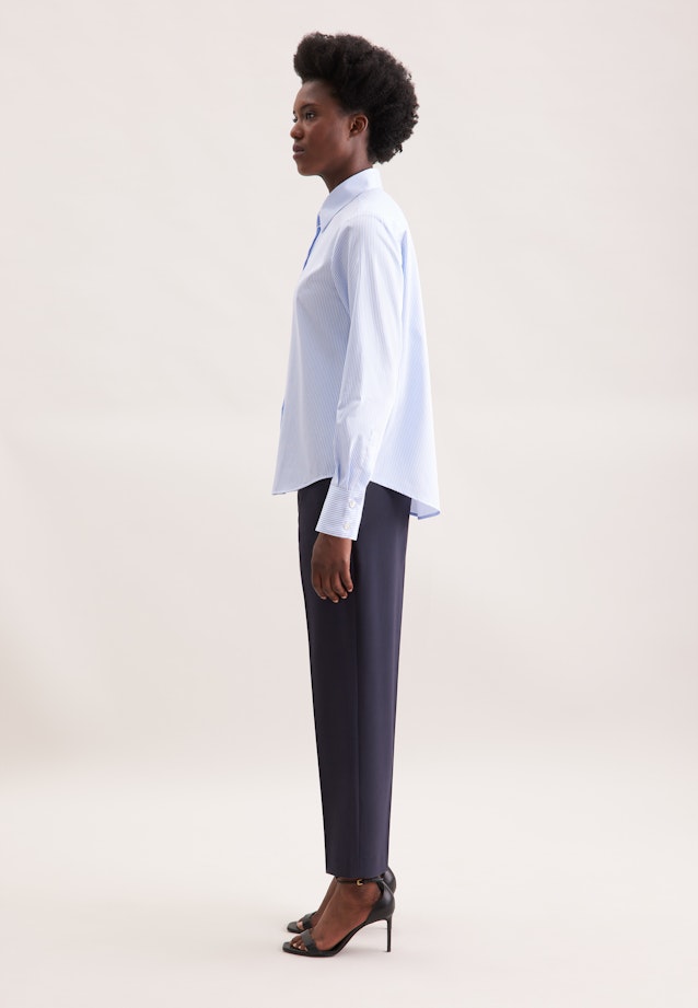 Hemdbluse in A- Linie aus Baumwollsatin in Mittelblau |  Seidensticker Onlineshop