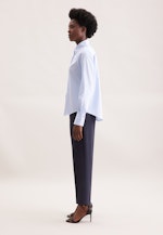 Hemdbluse in A- Linie aus Baumwollsatin in Mittelblau |  Seidensticker Onlineshop