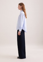 Hemdbluse in A- Linie aus Baumwollsatin in Mittelblau |  Seidensticker Onlineshop